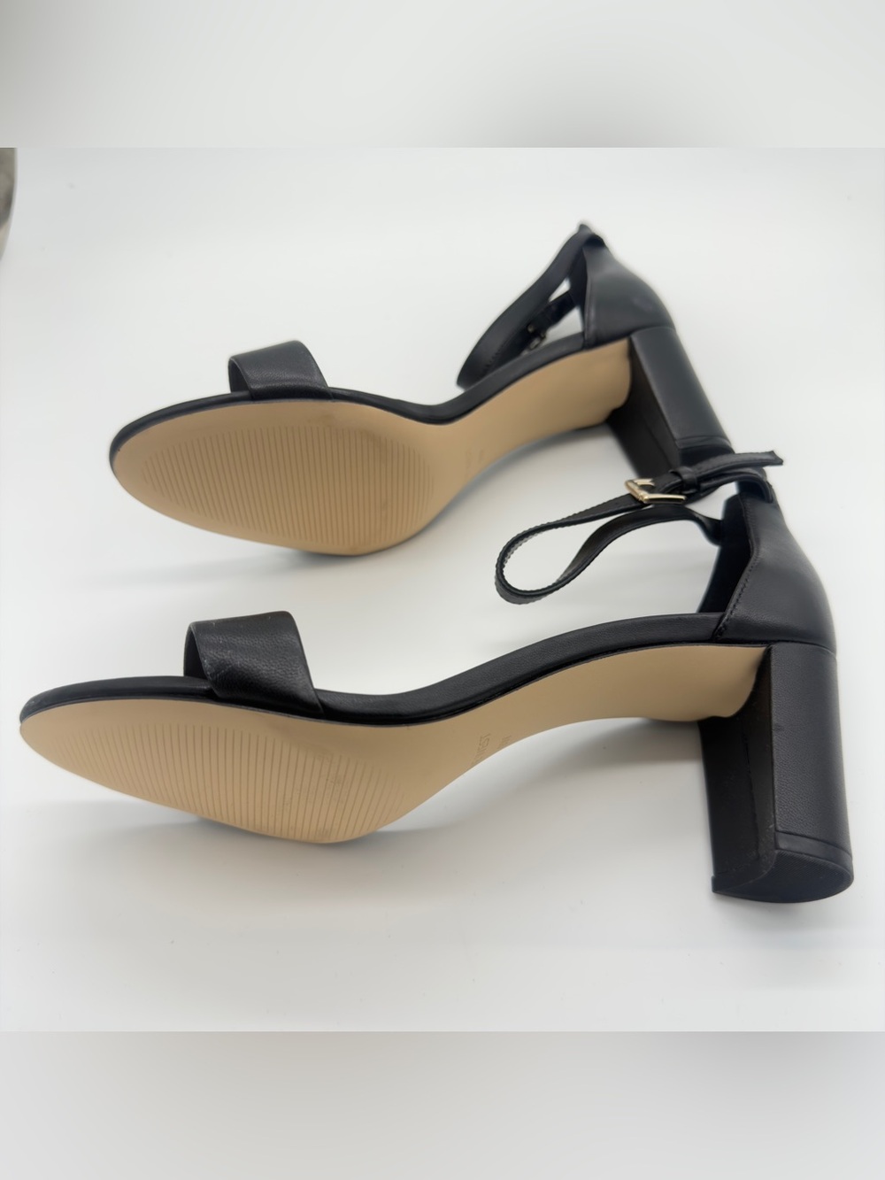 Nine West Black Leather Open-Toe Ankle-Strap Block Sandals - Picture 5 of 5